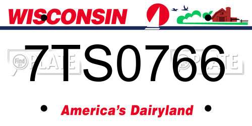 7TS0766 Wisconsin License Plate