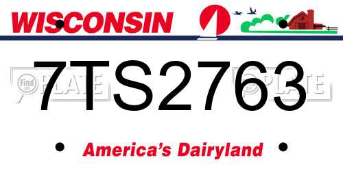 7TS2763 Wisconsin License Plate