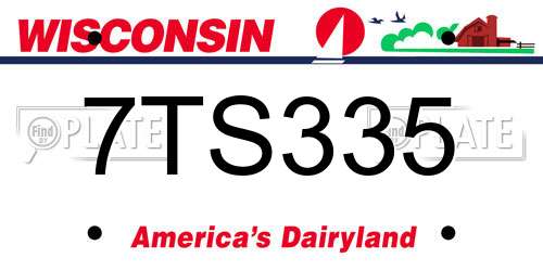 7TS335 Wisconsin License Plate