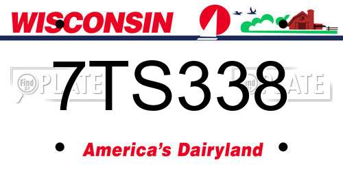 7TS338 Wisconsin License Plate