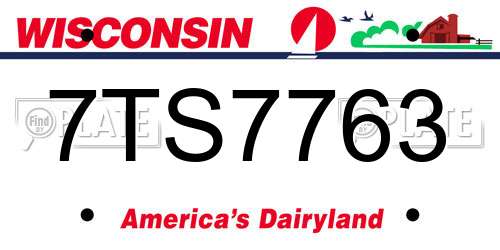 7TS7763 Wisconsin License Plate
