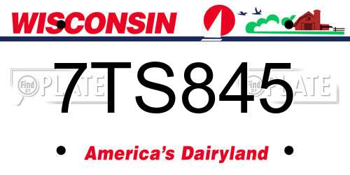 7TS845 Wisconsin License Plate