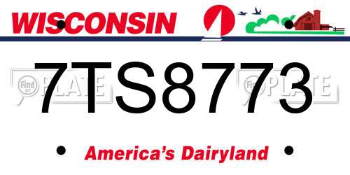 7TS8773 Wisconsin License Plate