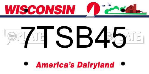 7TSB45 Wisconsin License Plate