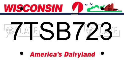 7TSB723 Wisconsin License Plate