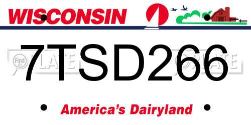 7TSD266 Wisconsin License Plate