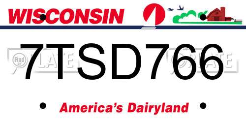 7TSD766 Wisconsin License Plate