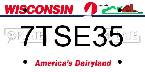 7TSE35 Wisconsin License Plate