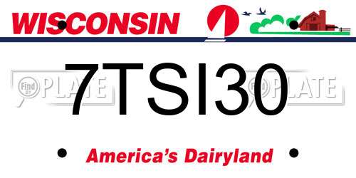 7TSI30 Wisconsin License Plate