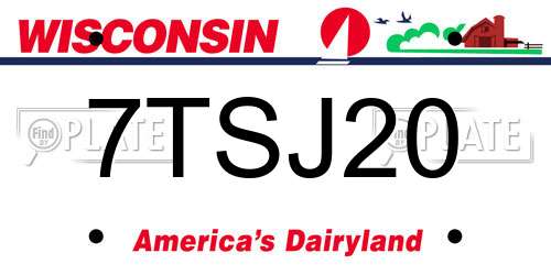 7TSJ20 Wisconsin License Plate