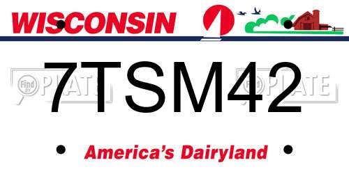 7TSM42 Wisconsin License Plate