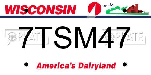 7TSM47 Wisconsin License Plate