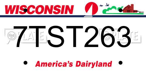 7TST263 Wisconsin License Plate