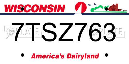 7TSZ763 Wisconsin License Plate