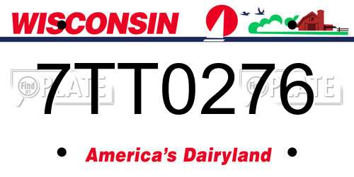 7TT0276 Wisconsin License Plate