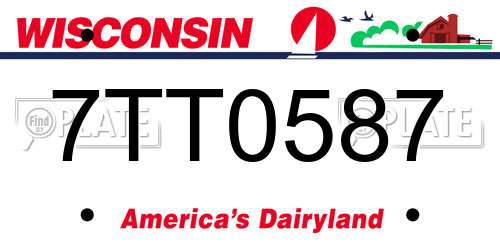 7TT0587 Wisconsin License Plate