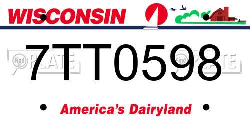 7TT0598 Wisconsin License Plate