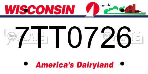 7TT0726 Wisconsin License Plate