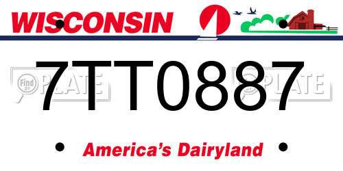 7TT0887 Wisconsin License Plate