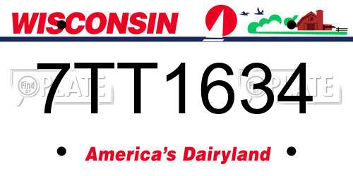 7TT1634 Wisconsin License Plate