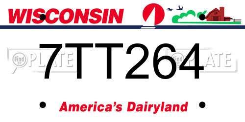 7TT264 Wisconsin License Plate