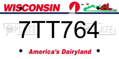 7TT764 Wisconsin License Plate