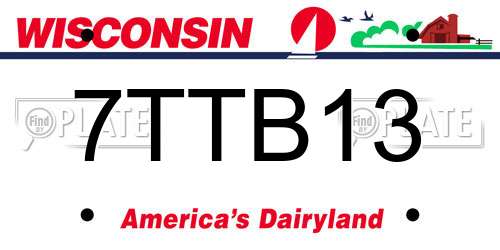 7TTB13 Wisconsin License Plate