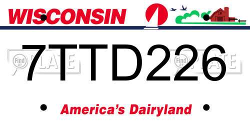 7TTD226 Wisconsin License Plate