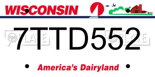 7TTD552 Wisconsin License Plate