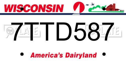 7TTD587 Wisconsin License Plate