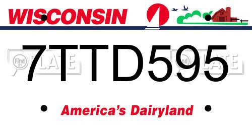 7TTD595 Wisconsin License Plate