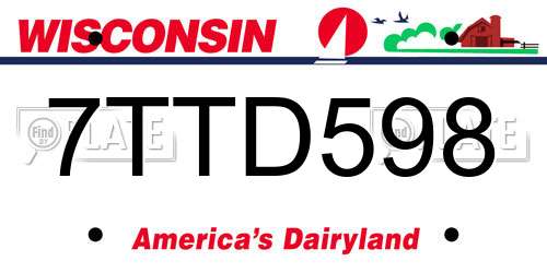 7TTD598 Wisconsin License Plate