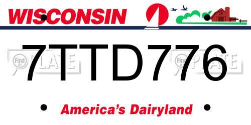 7TTD776 Wisconsin License Plate