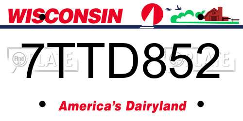 7TTD852 Wisconsin License Plate