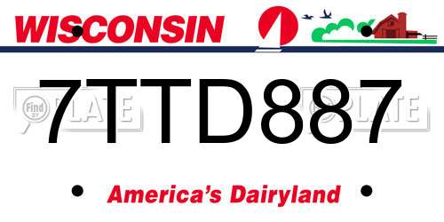 7TTD887 Wisconsin License Plate