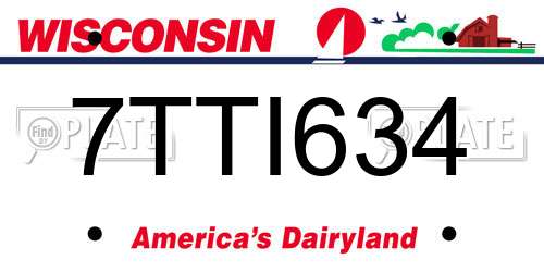 7TTI634 Wisconsin License Plate