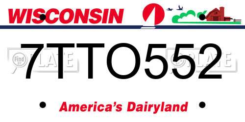7TTO552 Wisconsin License Plate