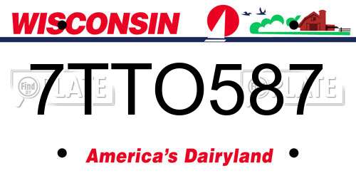 7TTO587 Wisconsin License Plate