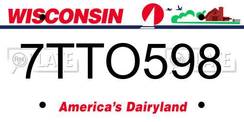 7TTO598 Wisconsin License Plate