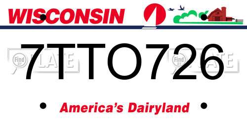 7TTO726 Wisconsin License Plate