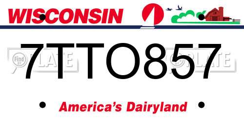 7TTO857 Wisconsin License Plate