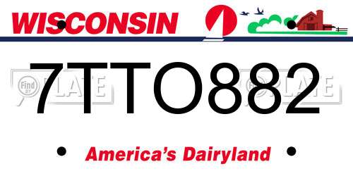 7TTO882 Wisconsin License Plate