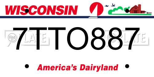 7TTO887 Wisconsin License Plate