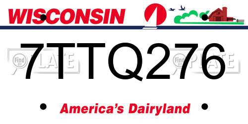 7TTQ276 Wisconsin License Plate