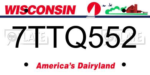 7TTQ552 Wisconsin License Plate