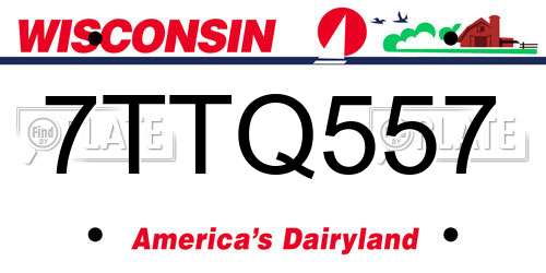 7TTQ557 Wisconsin License Plate