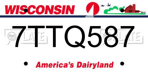 7TTQ587 Wisconsin License Plate