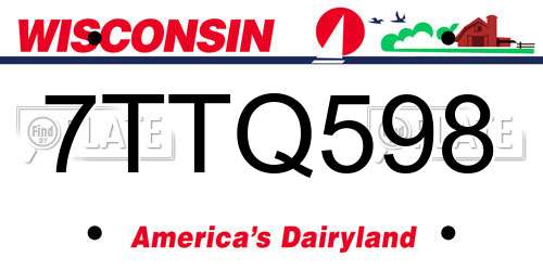 7TTQ598 Wisconsin License Plate