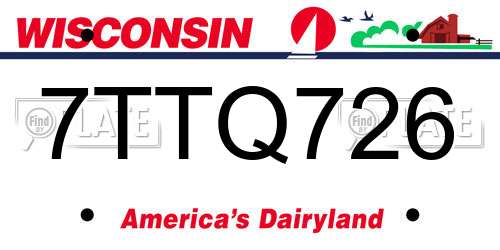 7TTQ726 Wisconsin License Plate