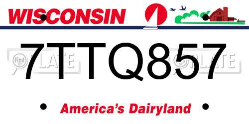 7TTQ857 Wisconsin License Plate